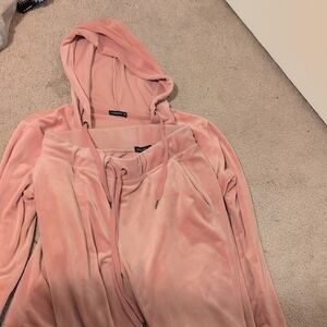 Pink Velour Sweat Set